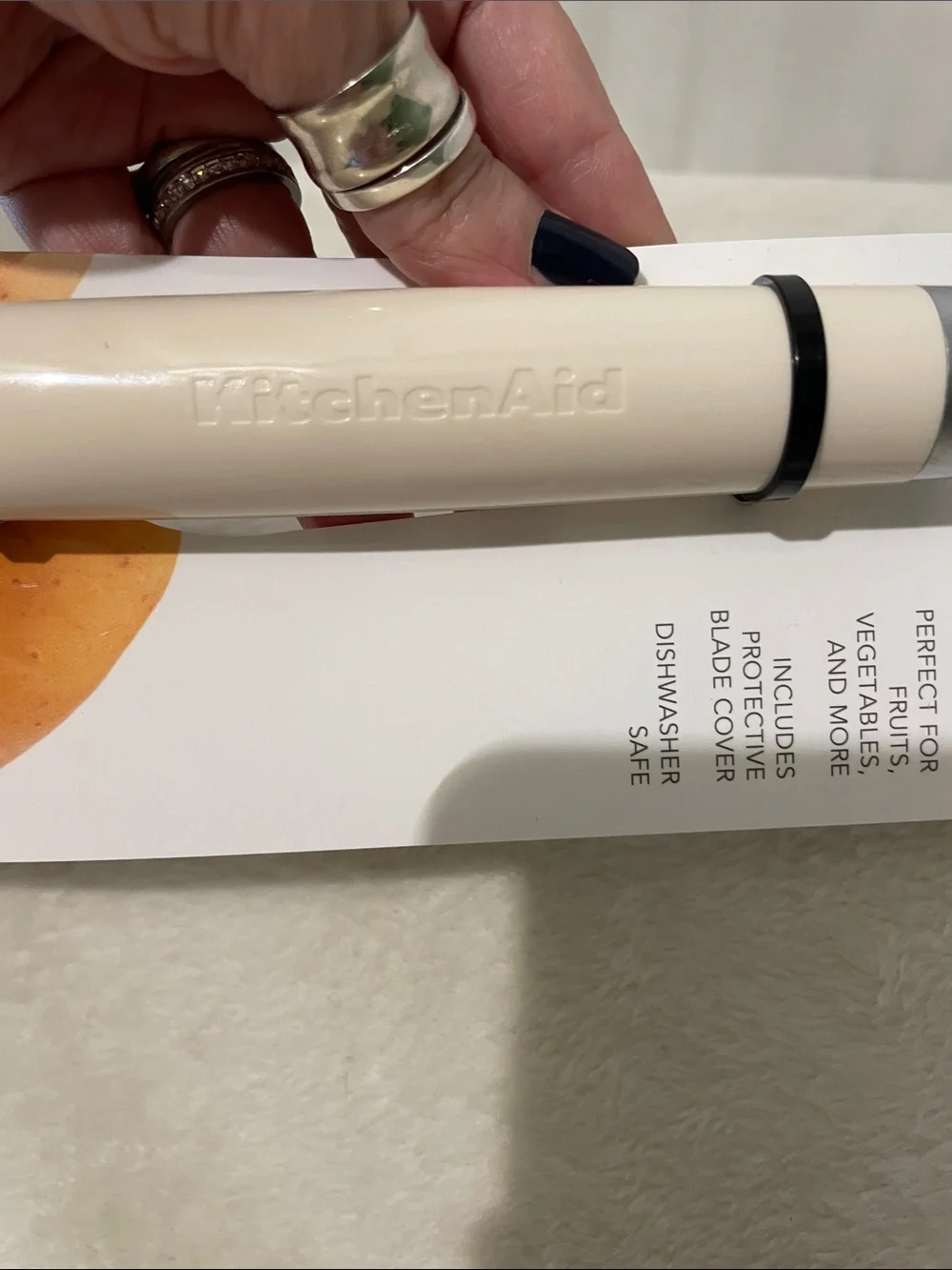 KitchenAid Cream and Black Y-Peeler with Blade Cover